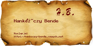 Hankóczy Bende névjegykártya
